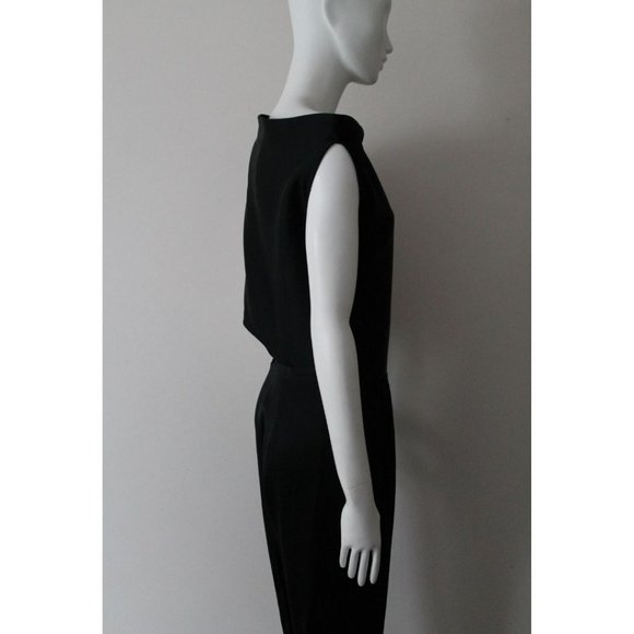 Roland Mouret One-Shoulder Draped Satin Crepe Jumpsuit Size US10 / IT46 Black - Picture 8 of 10